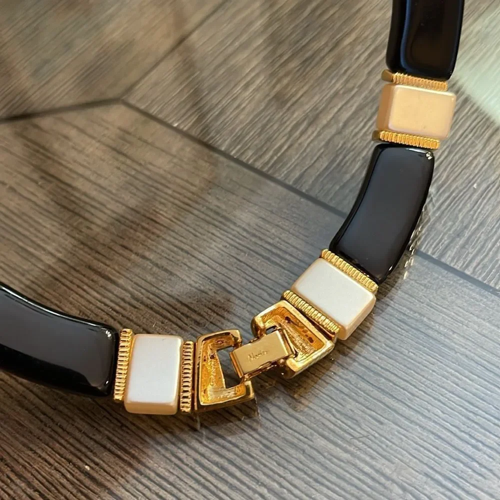 Vintage Napier Jet & Pearl Collar Necklace